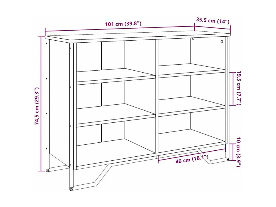 Buffet sonoma gris 101x35,5x74,5 bois d'ingénierie