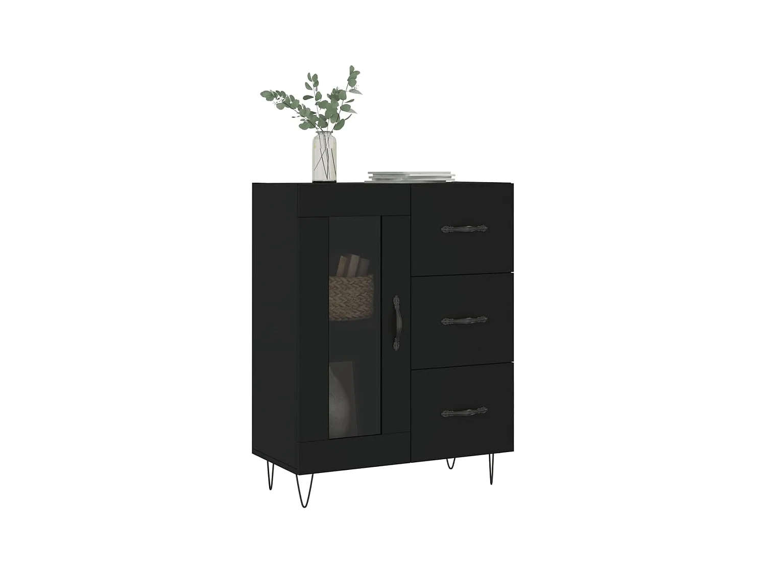 Buffet noir 69,5x34x90 bois d'ingénierie