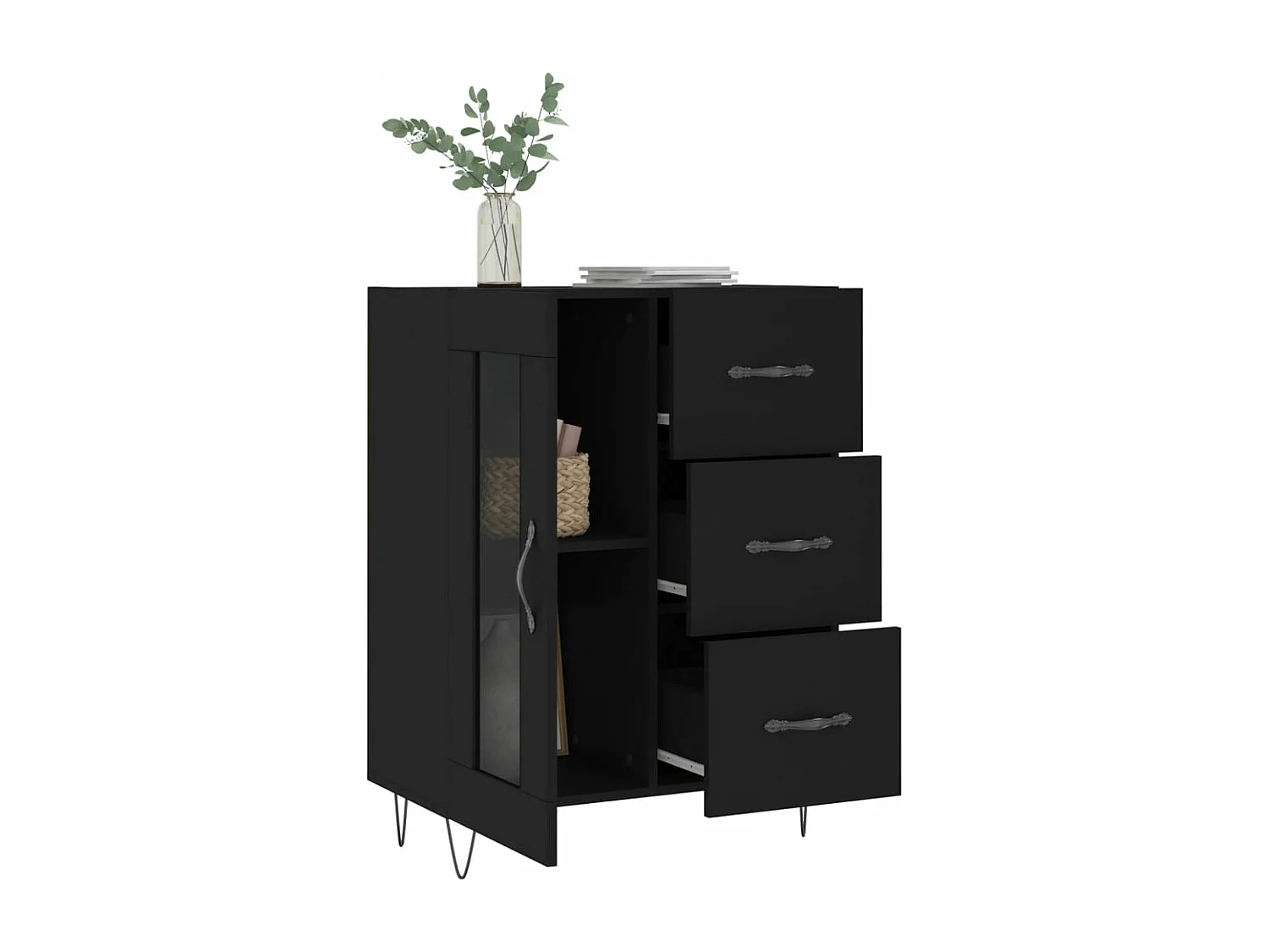 Buffet noir 69,5x34x90 bois d'ingénierie