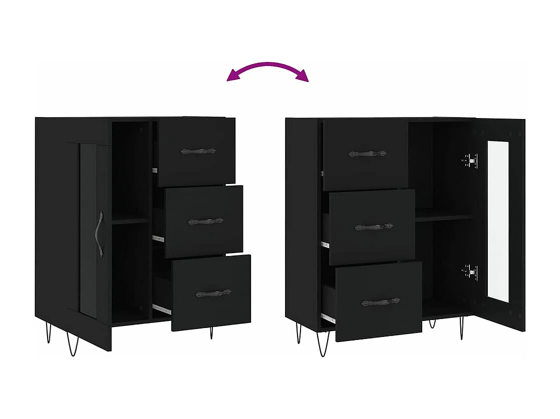 Buffet noir 69,5x34x90 bois d'ingénierie