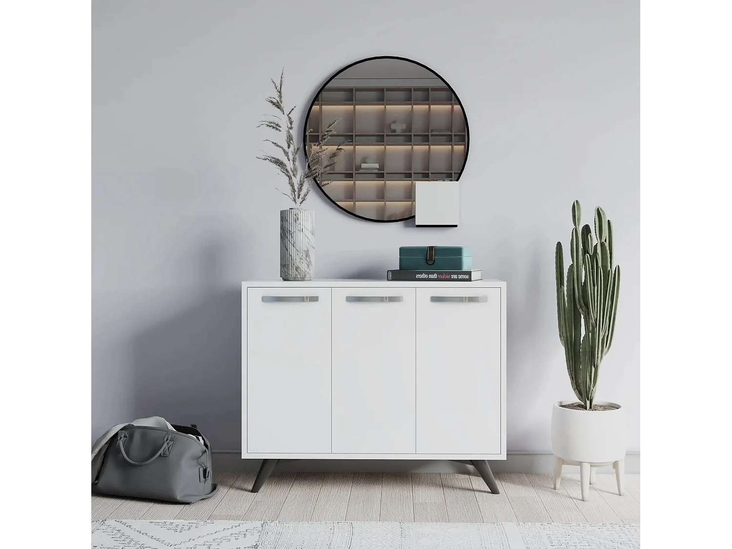 Petit buffet moderne blanc 3 portes Fabio 100cm