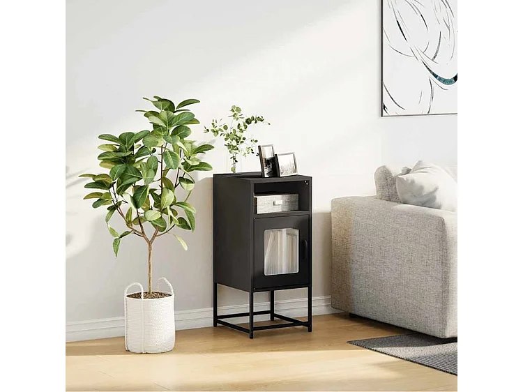 Table de chevet noir 36x39x78 acier laminé à froid