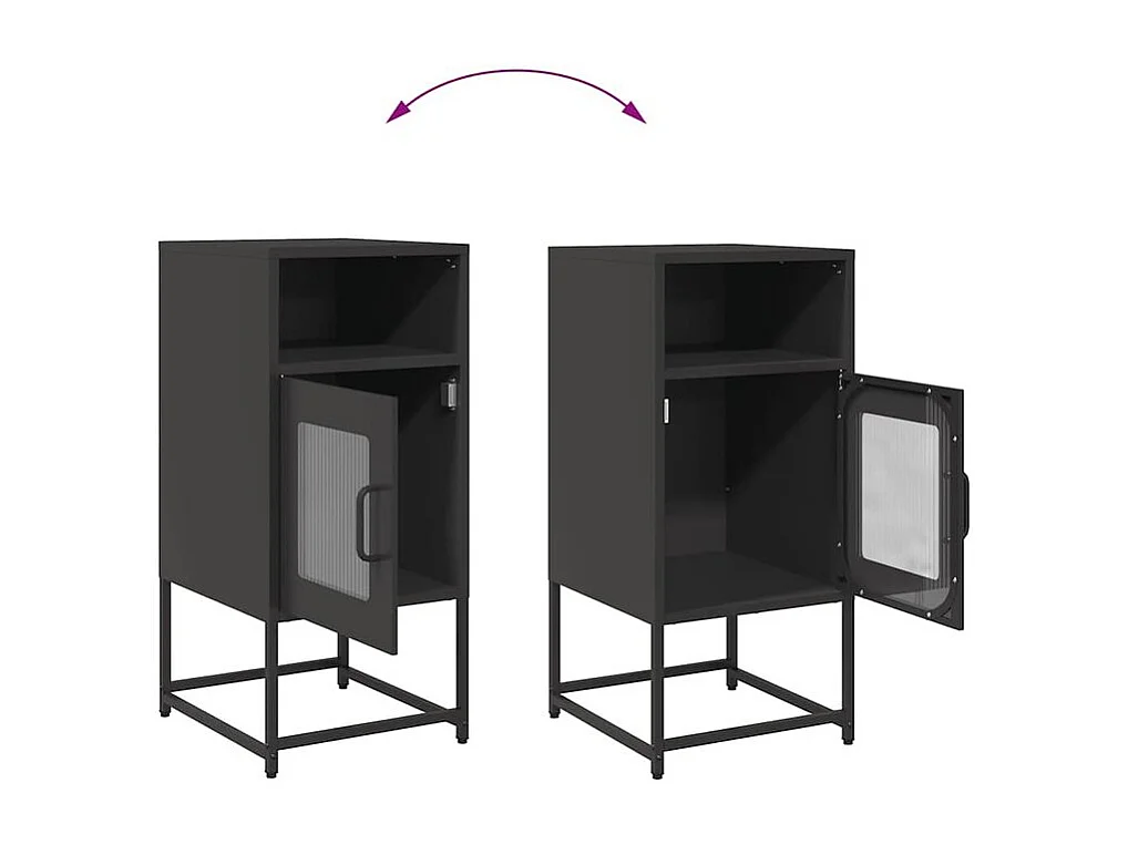 Table de chevet noir 36x39x78 acier laminé à froid