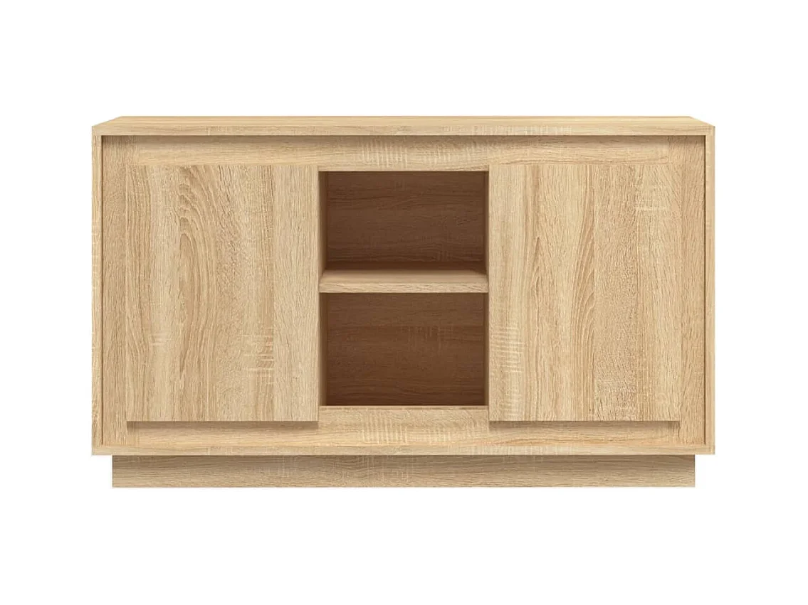 Petit buffet 2 portes 1 étagère extérieure 102cm – Modèle Novila-Couleur Chêne clair