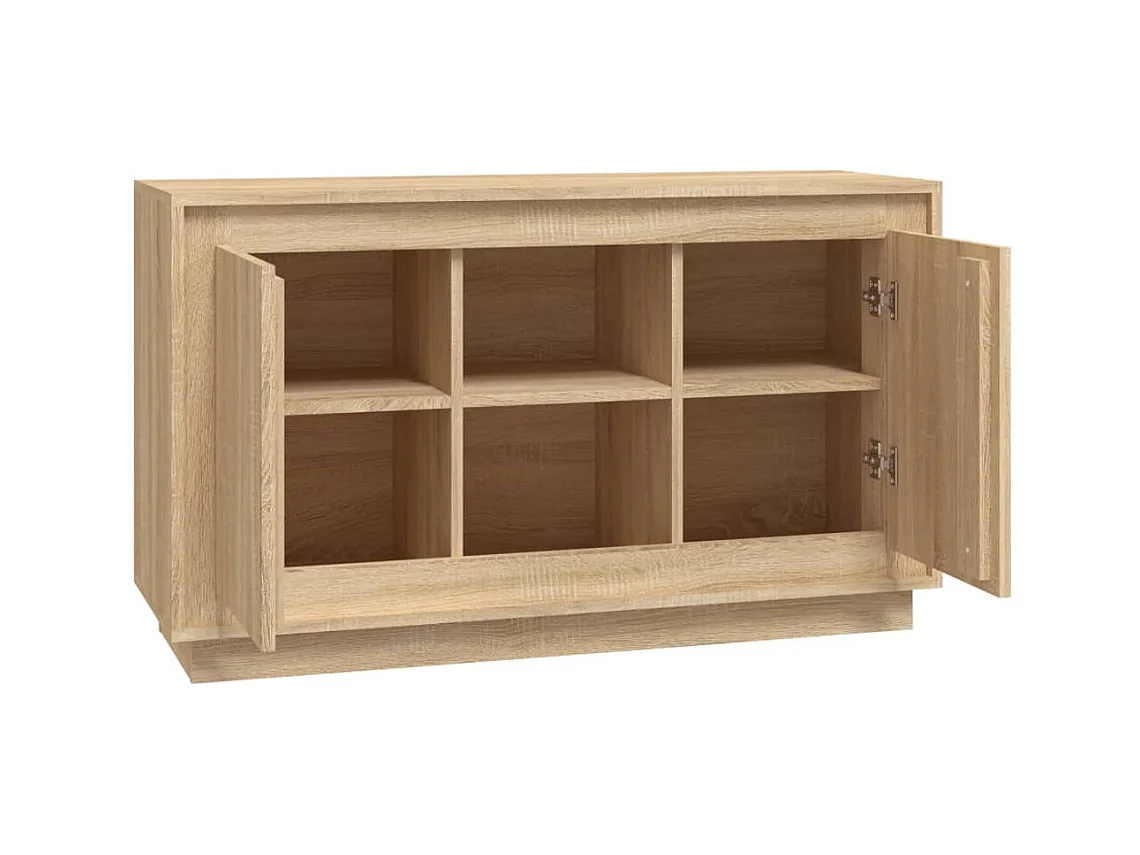 Petit buffet 2 portes 1 étagère extérieure 102cm – Modèle Novila-Couleur Chêne clair