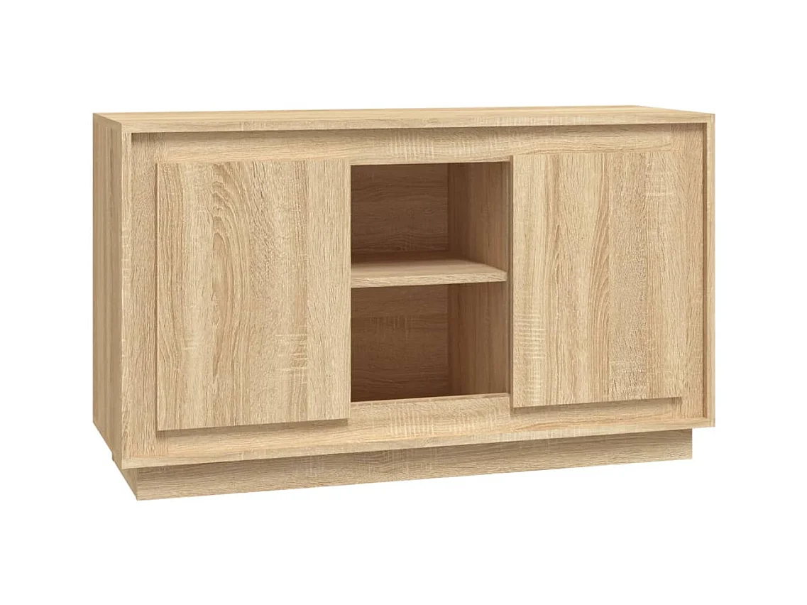 Petit buffet 2 portes 1 étagère extérieure 102cm – Modèle Novila-Couleur Chêne clair