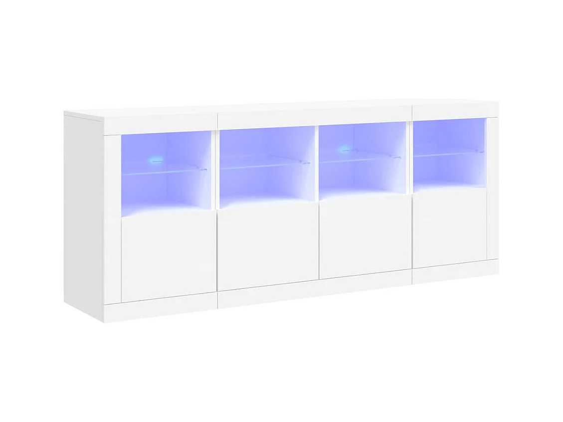 Buffet avec lumières LED blanc 163x37x67