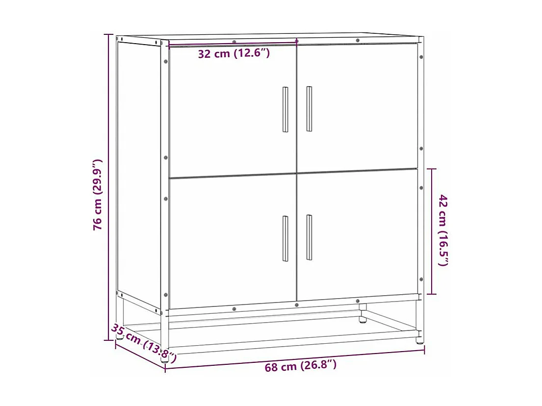 Buffet chêne sonoma 68x35x76 bois d'ingénierie