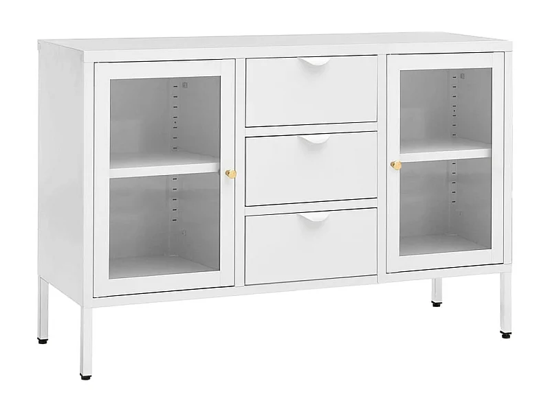 Buffet Lapona 105cm – Acier et verre trempé-Couleur Blanc