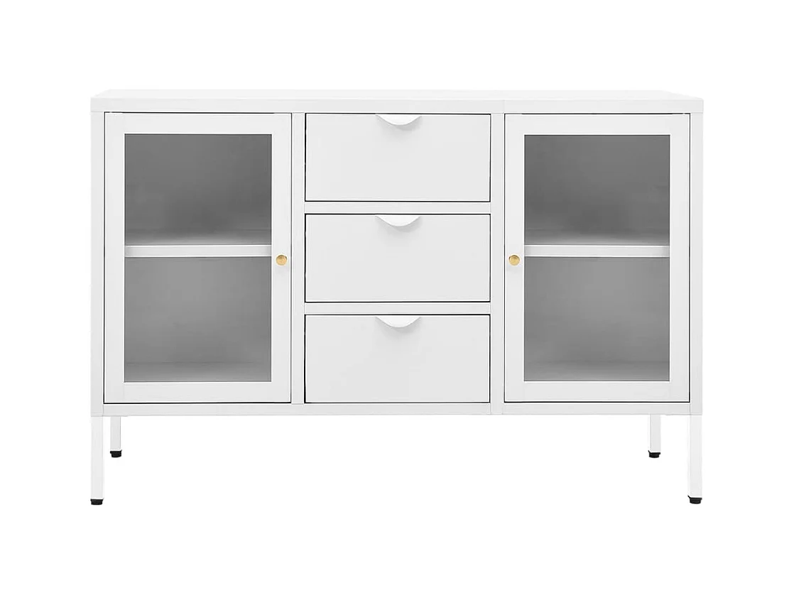 Buffet Lapona 105cm – Acier et verre trempé-Couleur Blanc