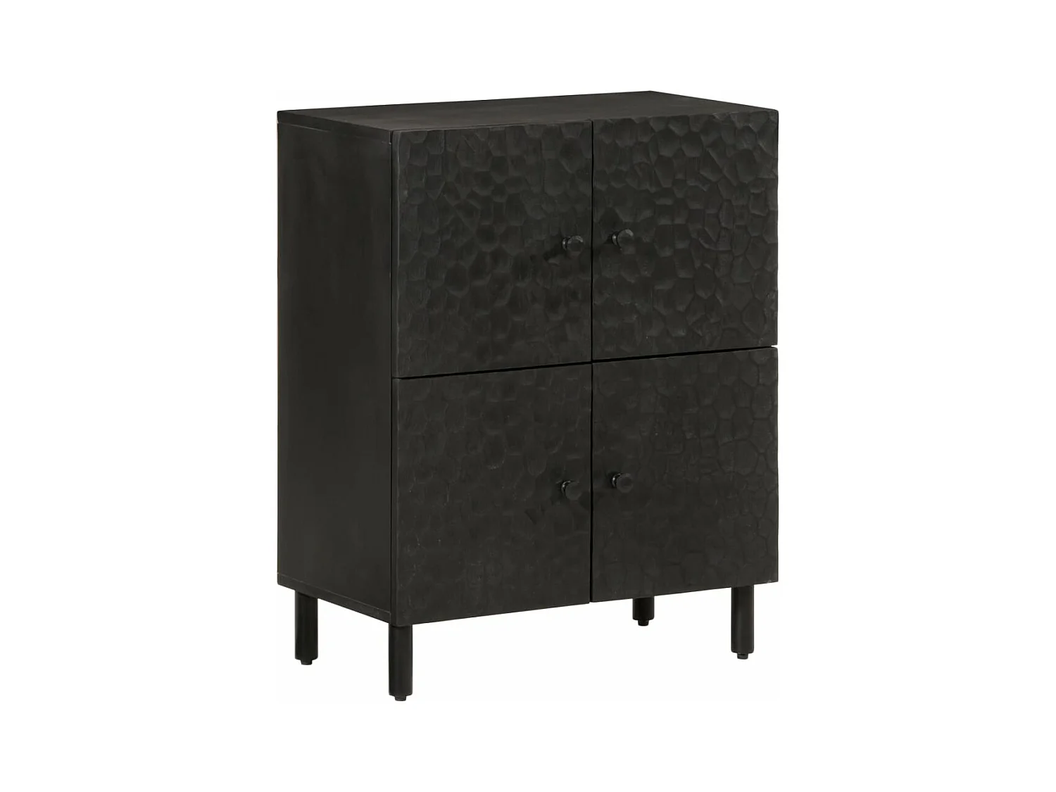 Armoire latérale noir 60x33x75 bois massif de manguier