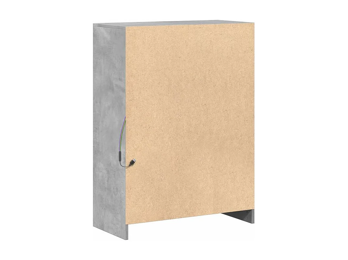 Buffet avec LED gris béton 72x34x100 bois d'ingénierie