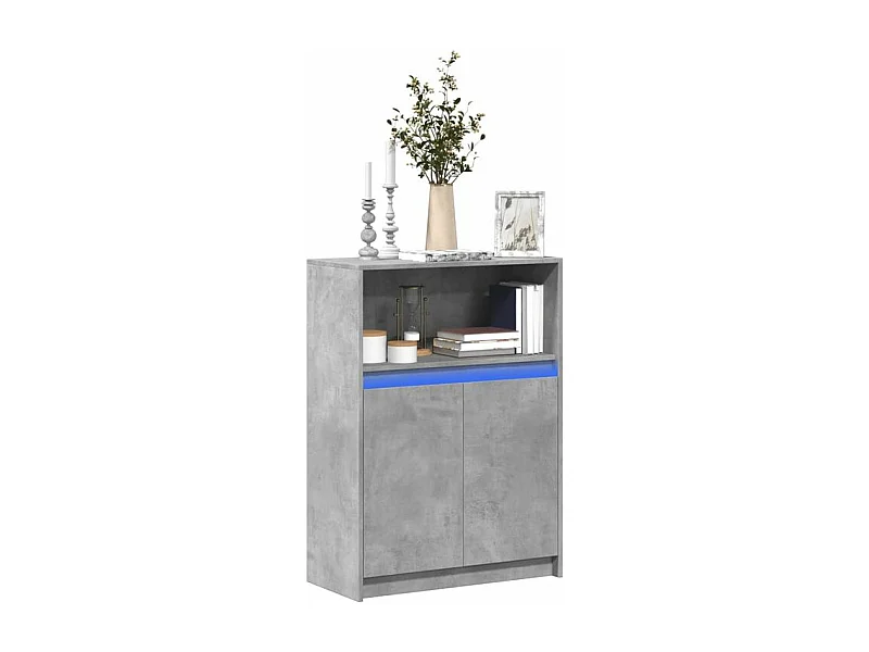 Buffet avec LED gris béton 72x34x100 bois d'ingénierie