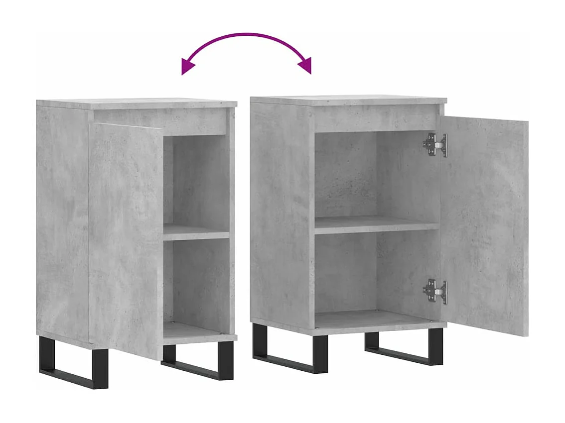 Buffets 2 pcs gris béton 40x35x70 bois d'ingénierie