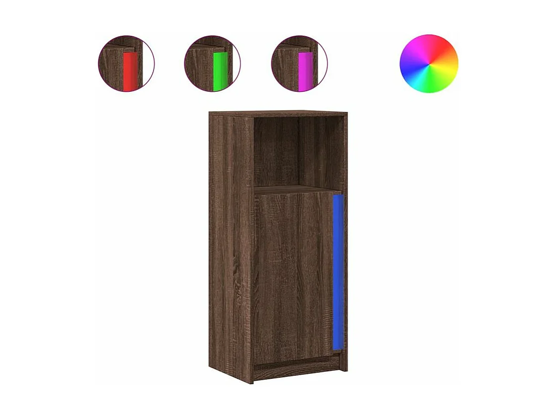 Buffet avec LED chêne marron 42,5x34x100 bois d'ingénierie