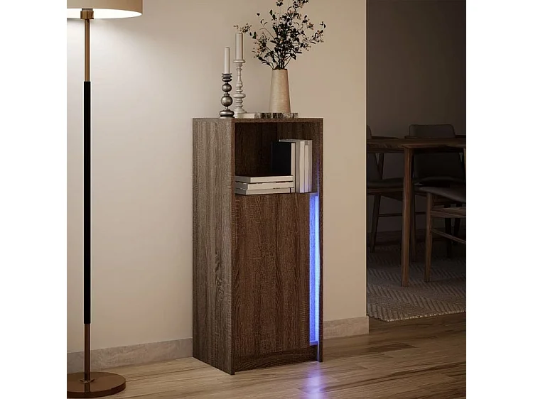 Buffet avec LED chêne marron 42,5x34x100 bois d'ingénierie