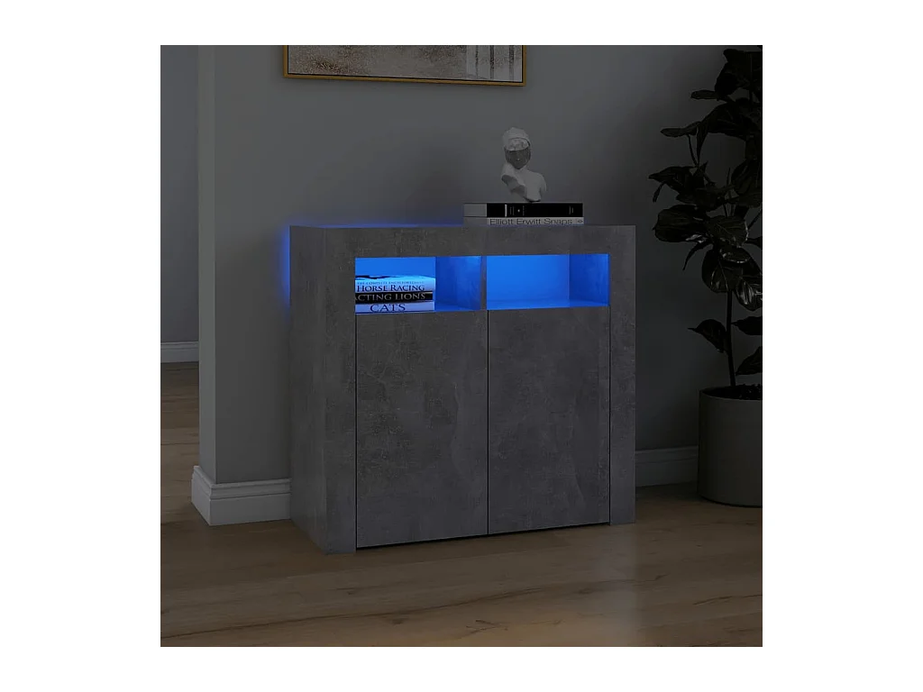 Buffet avec lumières LED Gris béton 80x35x75