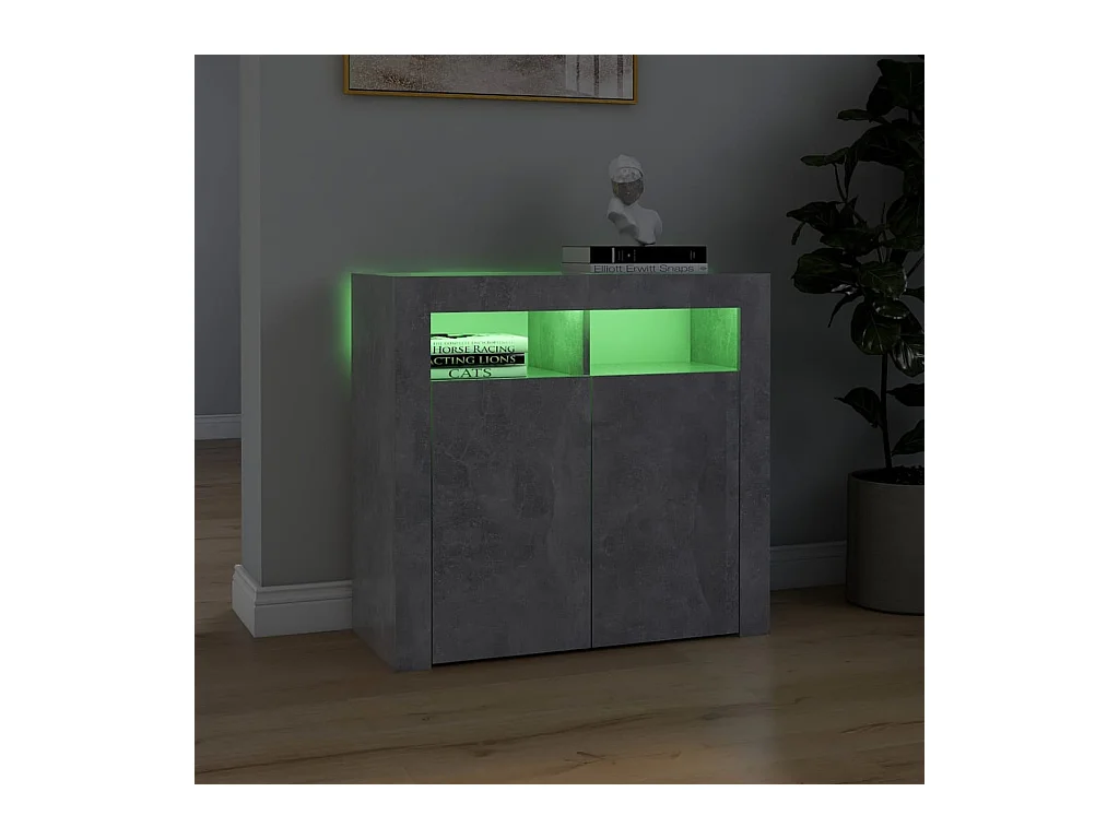Buffet avec lumières LED Gris béton 80x35x75