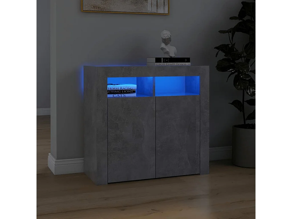 Buffet avec lumières LED Gris béton 80x35x75