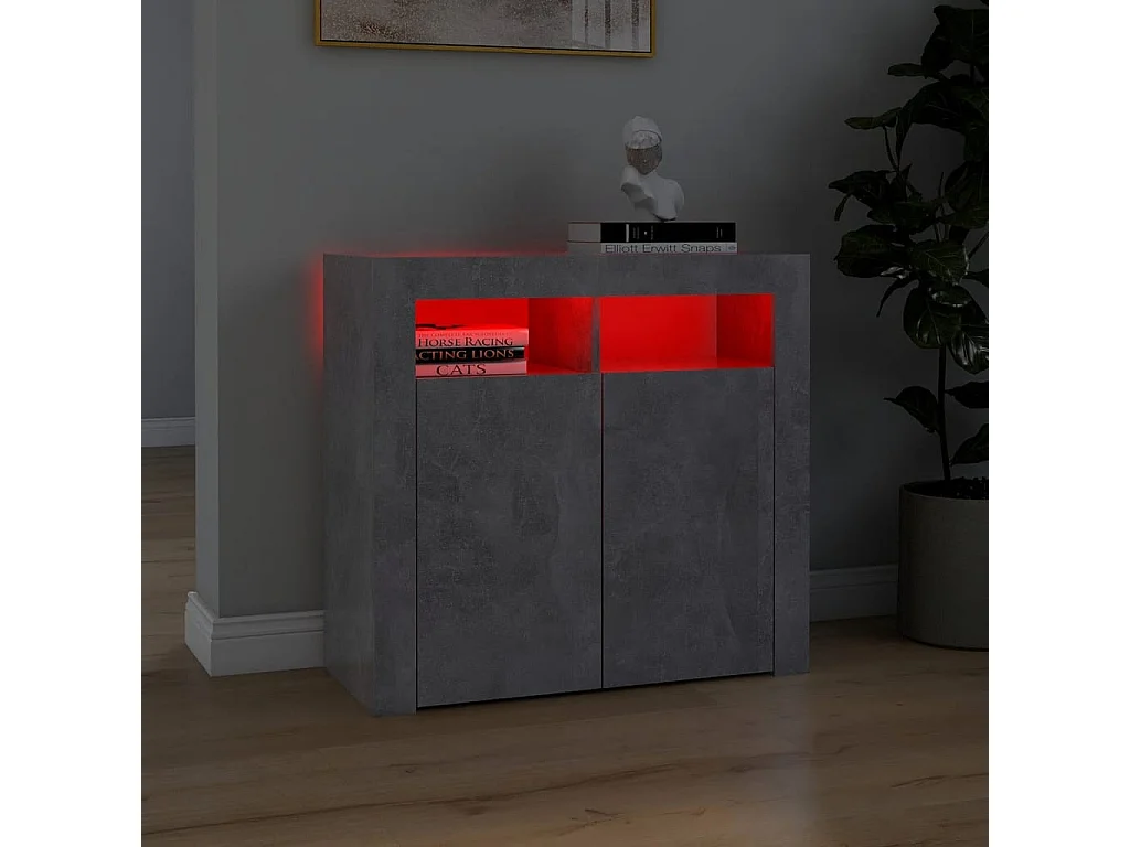 Buffet avec lumières LED Gris béton 80x35x75