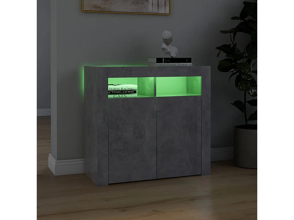 Buffet avec lumières LED Gris béton 80x35x75