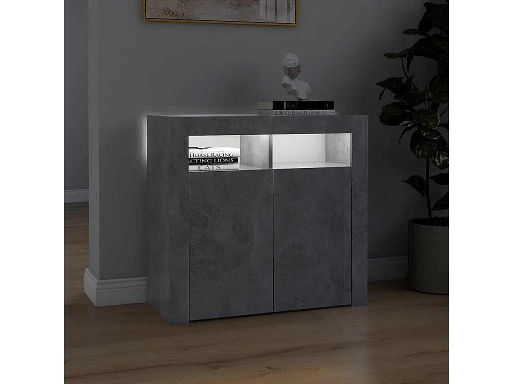 Buffet avec lumières LED Gris béton 80x35x75