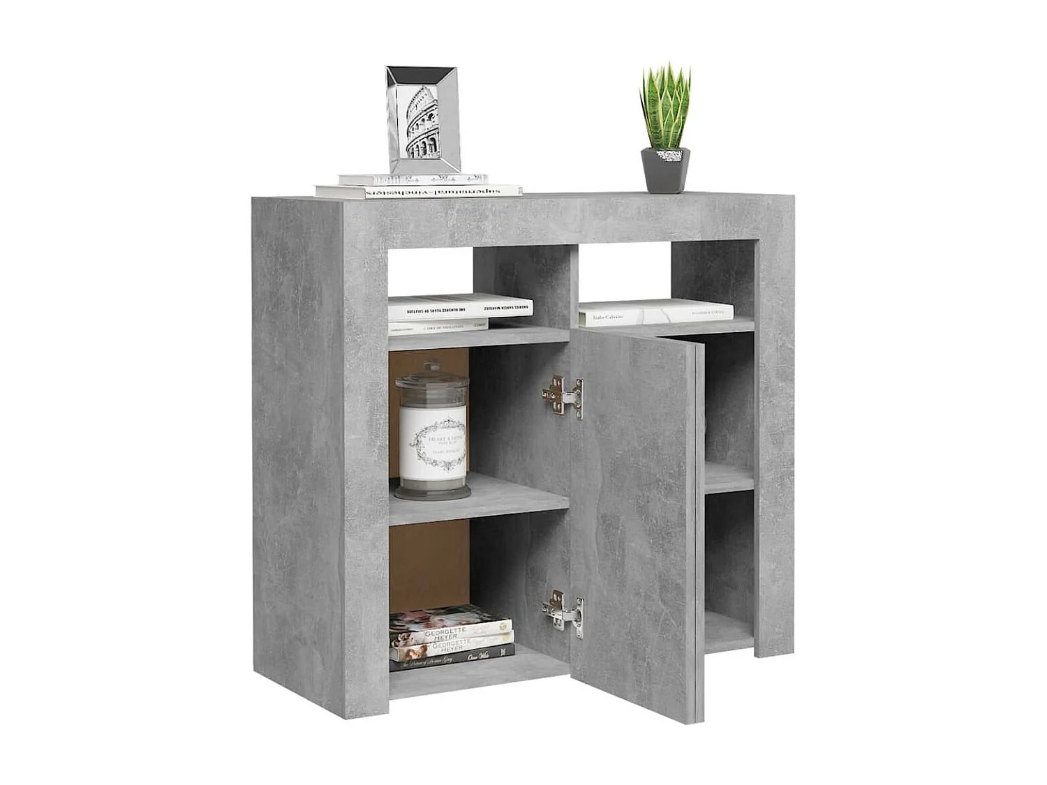 Buffet avec lumières LED Gris béton 80x35x75