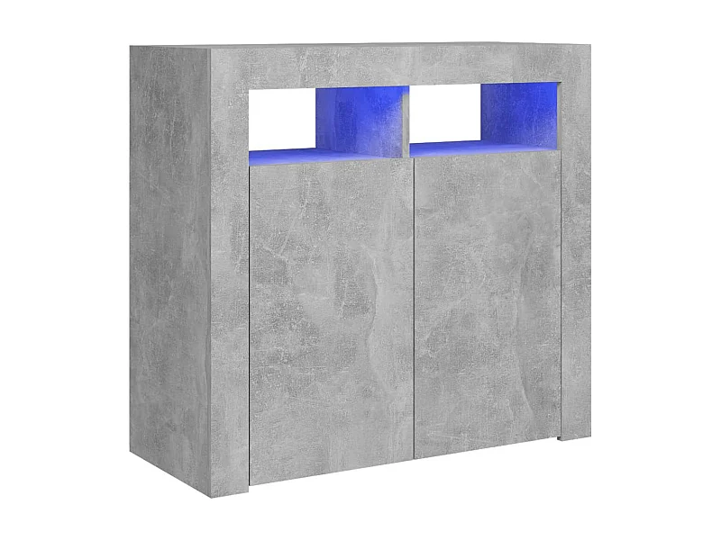 Buffet avec lumières LED Gris béton 80x35x75