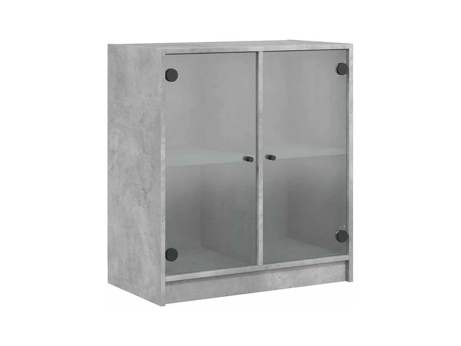 Armoire latérale avec portes en verre gris béton 68x37x75,5
