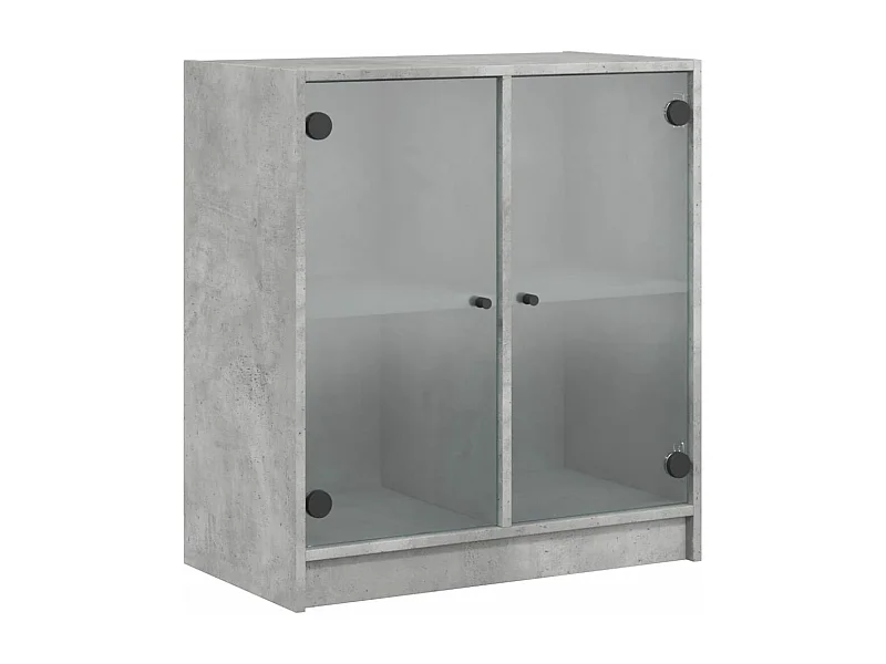 Armoire latérale avec portes en verre gris béton 68x37x75,5