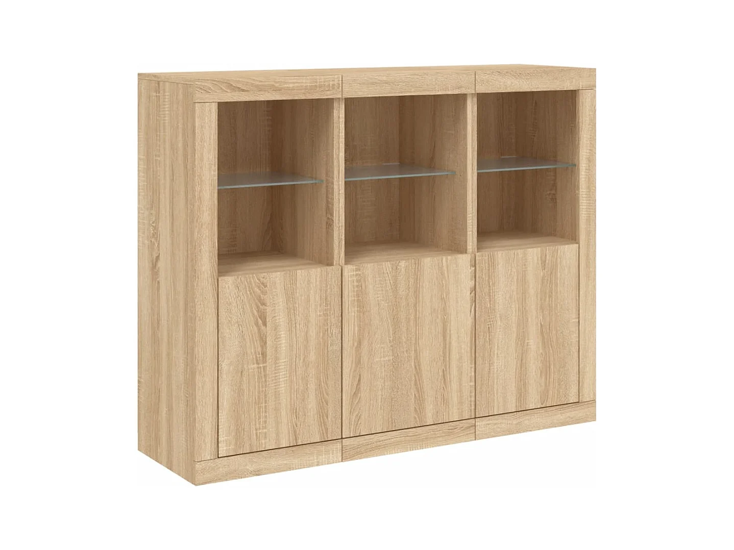 Buffets avec lumières LED 3 pcs chêne sonoma bois d'ingénierie