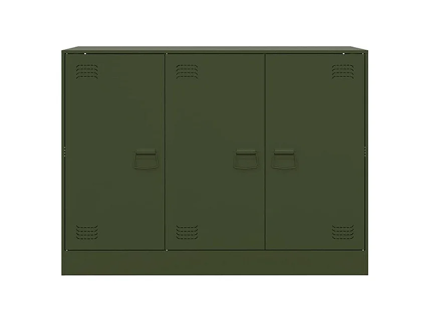 Meuble de rangement 3 portes en acier Lazard 99cm - Style Industriel-Couleur Vert olive