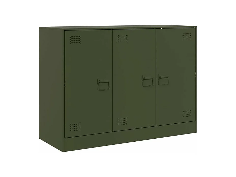Meuble de rangement 3 portes en acier Lazard 99cm - Style Industriel-Couleur Vert olive