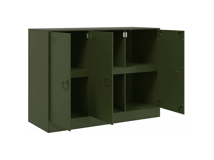 Meuble de rangement 3 portes en acier Lazard 99cm - Style Industriel-Couleur Vert olive