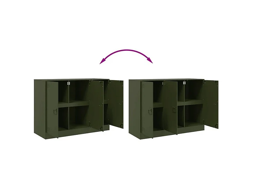 Meuble de rangement 3 portes en acier Lazard 99cm - Style Industriel-Couleur Vert olive