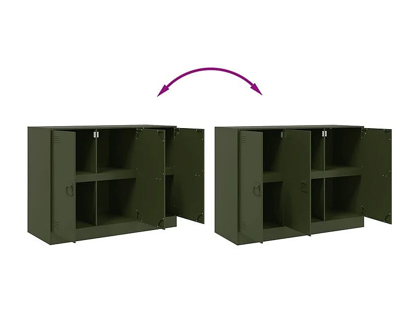 Meuble de rangement 3 portes en acier Lazard 99cm - Style Industriel-Couleur Vert olive