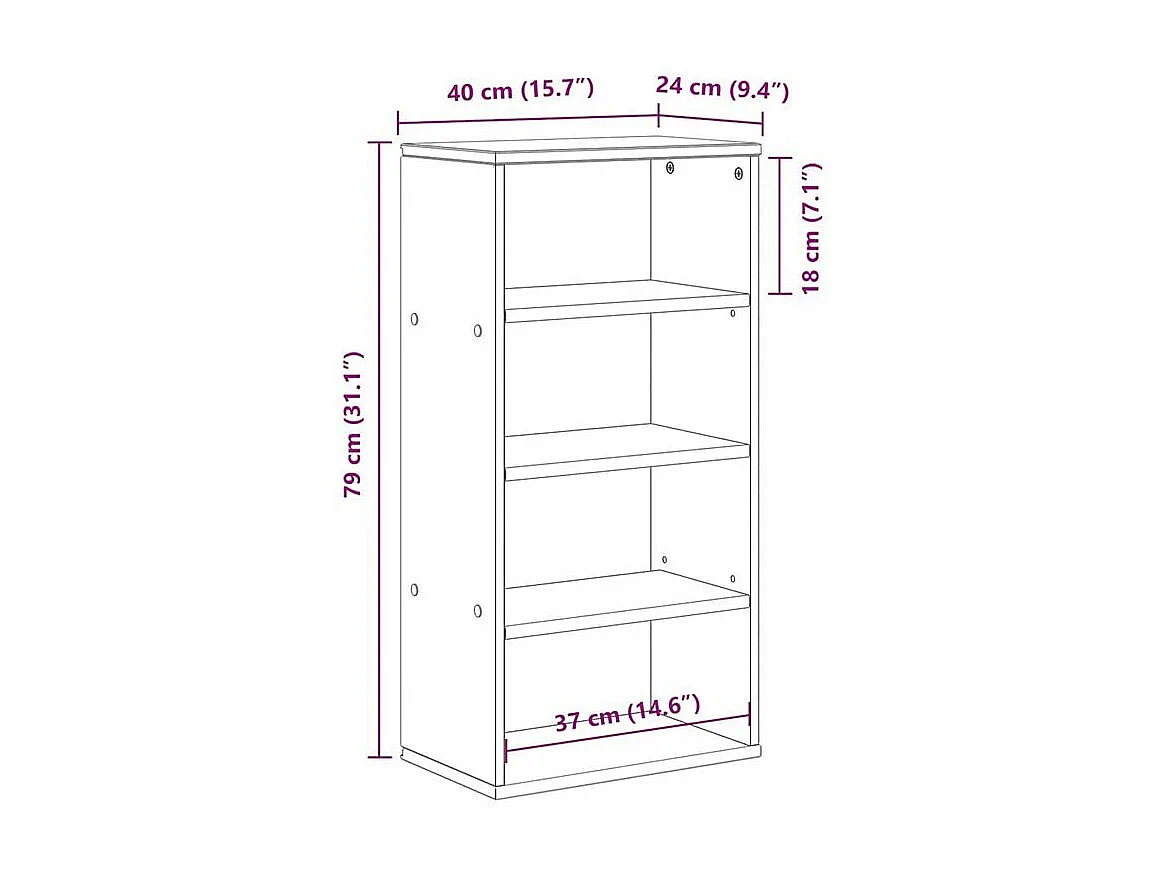 Armoire latérale ODDA blanc 40x24x79 bois massif pin