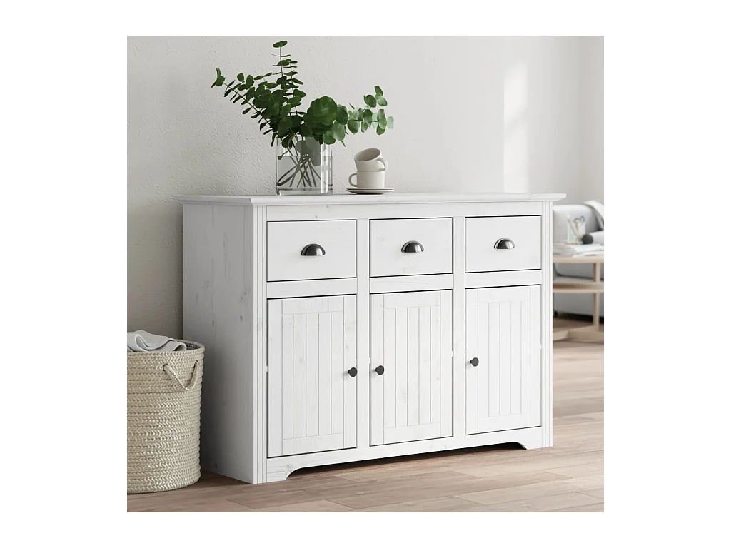 Buffet BODO blanc 115x43x79,5 bois massif de pin