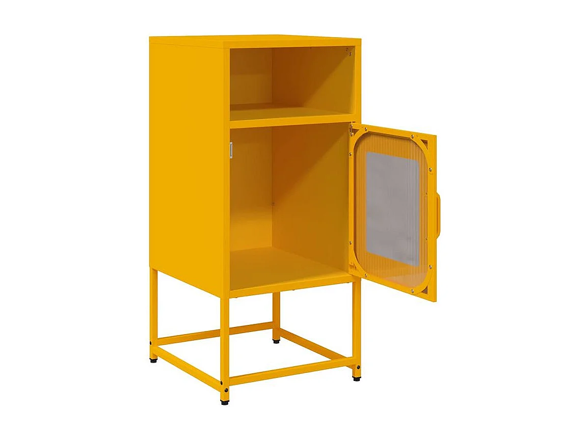 Table de chevet jaune moutarde 36x39x78 acier laminé à froid