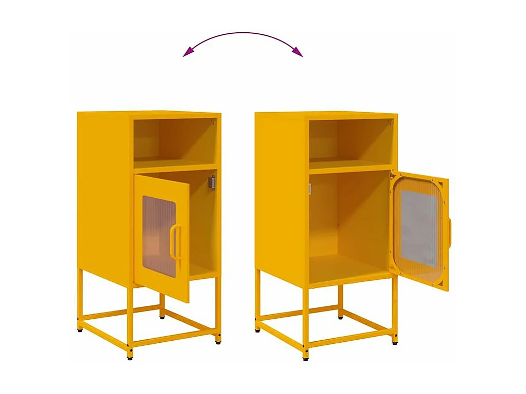 Table de chevet jaune moutarde 36x39x78 acier laminé à froid