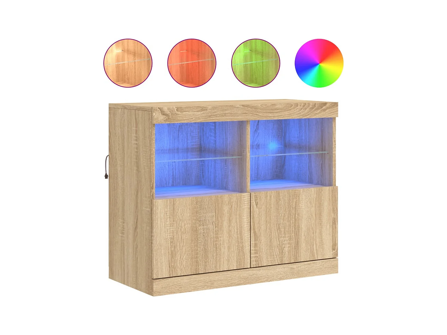 Buffet avec lumières LED chêne sonoma 81x37x67