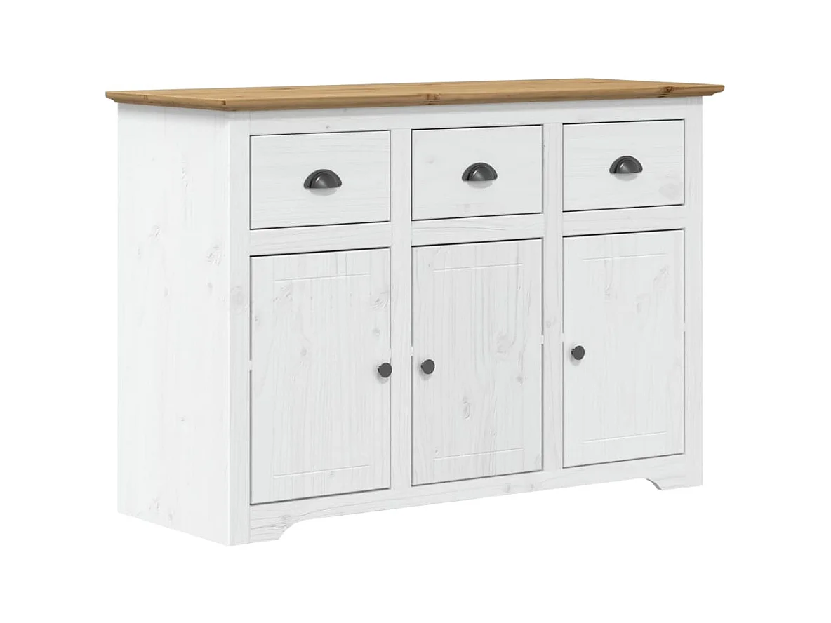 Buffet BODO blanc et marron 115x43x79,5 bois massif de pin