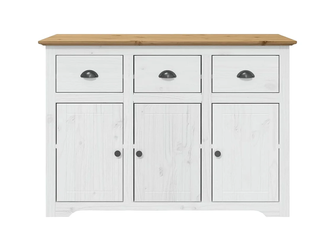 Buffet BODO blanc et marron 115x43x79,5 bois massif de pin