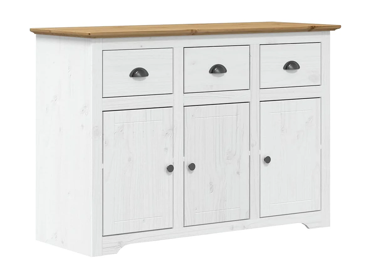 Buffet BODO blanc et marron 115x43x79,5 bois massif de pin