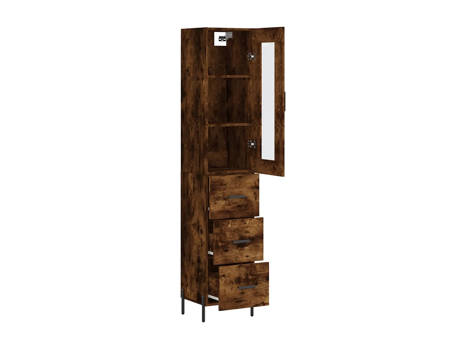 Buffet haut Chêne fumé 34,5x34x180 Bois d'ingénierie