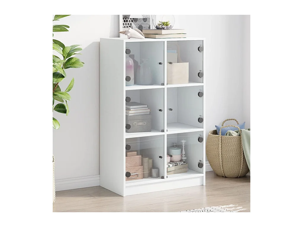 Buffet haut avec portes blanc 68x37x109 bois d'ingénierie