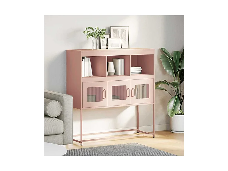 Buffet rose 100,5x39x107 acier laminé à froid