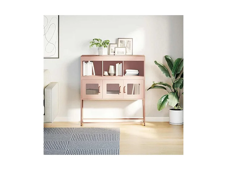 Buffet rose 100,5x39x107 acier laminé à froid