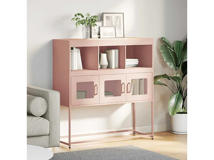 Buffet rose 100,5x39x107 acier laminé à froid