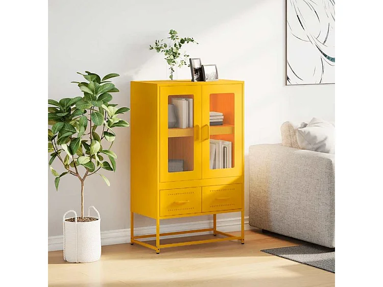 Buffet haut jaune moutarde 68x39x111,5 acier